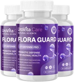UroVita Care Flora Guard capsules bottle, three-pack
